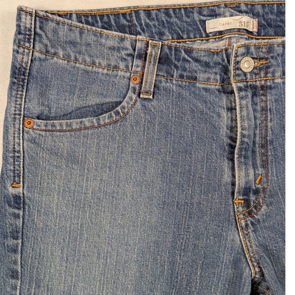 Levis 515 Capri Jeans Womens 14M Medium Wash Blue Denim Mid Rise Straight‎